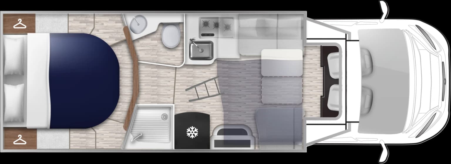 Vedere de sus a amenajării interioare Elnagh T-Loft 582